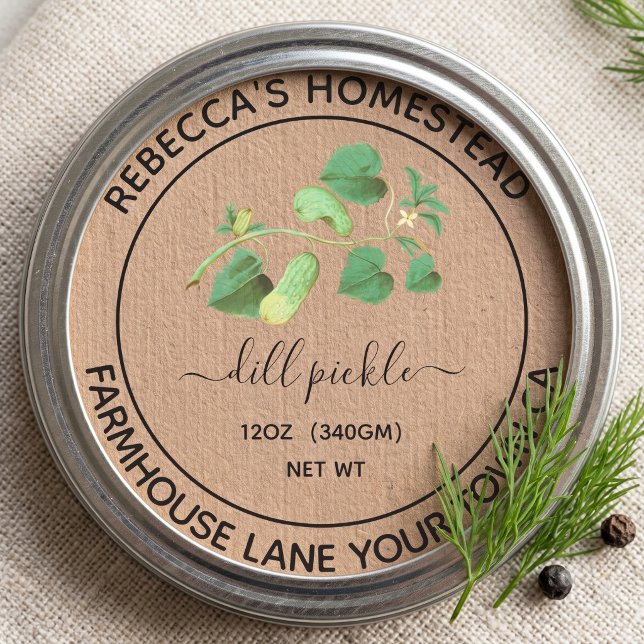 Dill Pickle  Kraft Paper Canning Jar Labels (Creator Uploaded)