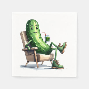 Dill Pickle Relaxing In a Chair Napkin