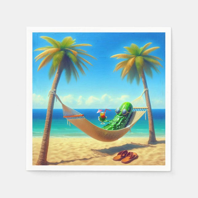 Dill Pickle With Cocktail In a Hammock Napkin (Front)