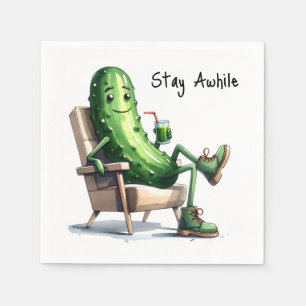 Dill Pickle with Stay Awhile Text Napkin