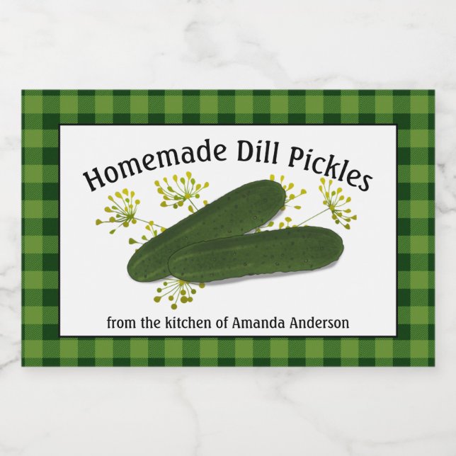 Dill Pickles Plaid H Food Label (Single Label)