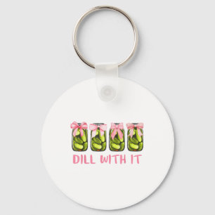 Dill With It Canned Pickle Coquette Bows Women Gir Key Ring