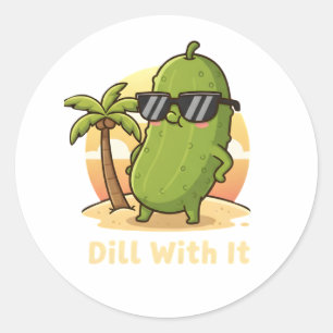 Dill With It Funny Pickle Meme Design – Cool Pickl Classic Round Sticker