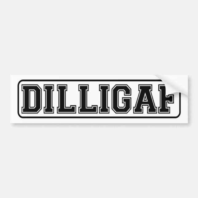 DILLIGAF. Funny car sticker for the cynical. (Front)