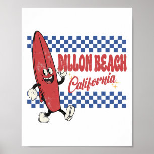 Dillon Beach California Retro Surfer Vintage Beach Poster