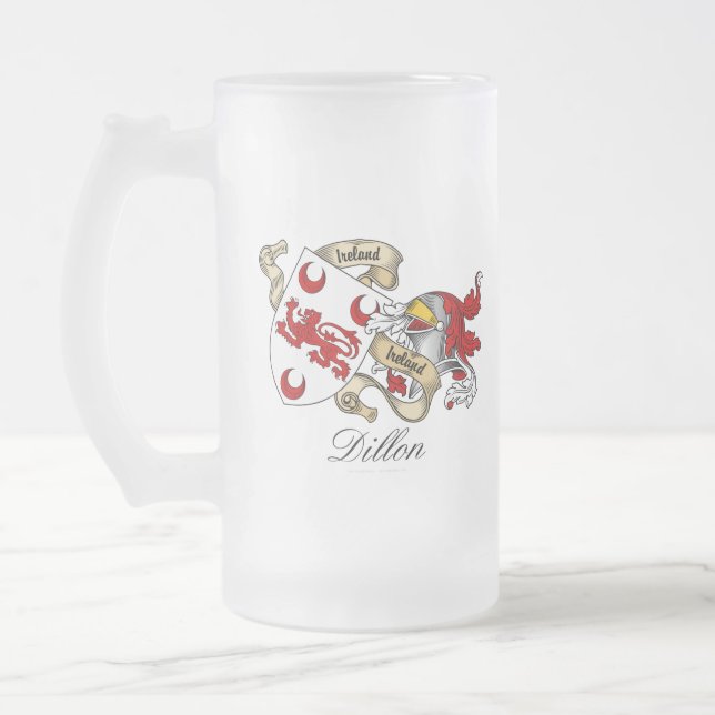 Dillon Crest Frosted Glass Beer Mug (Left)