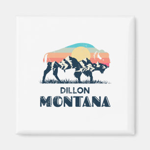 Dillon Montana Vintage Hiking Bison Nature Magnet