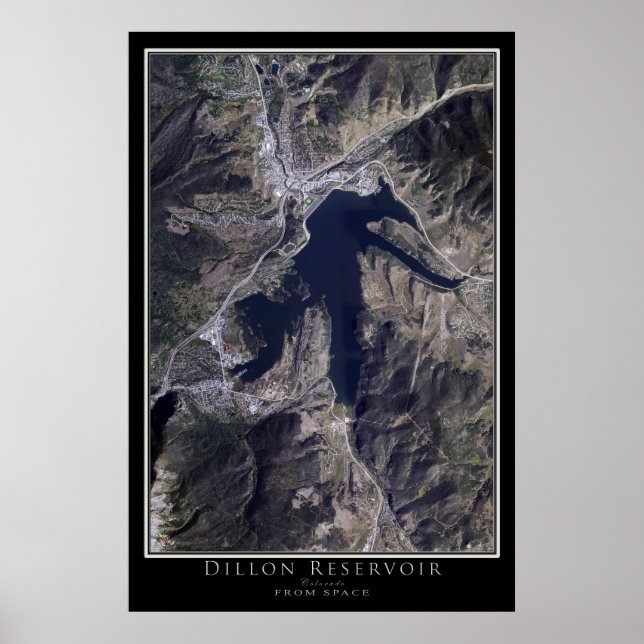 Dillon Reservoir Colorado Satellite Poster Map (Front)