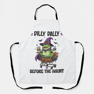 Dilly Dally Before Haunt Frog Halloween Shopping C Apron