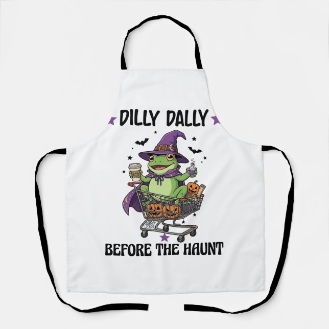 Dilly Dally Before Haunt Frog Halloween Shopping C Apron (Front)