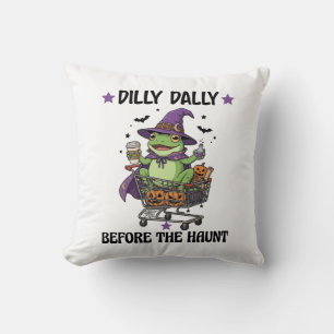 Dilly Dally Before Haunt Frog Halloween Shopping C Cushion