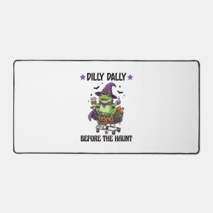 Dilly Dally Before Haunt Frog Halloween Shopping C Desk Mat