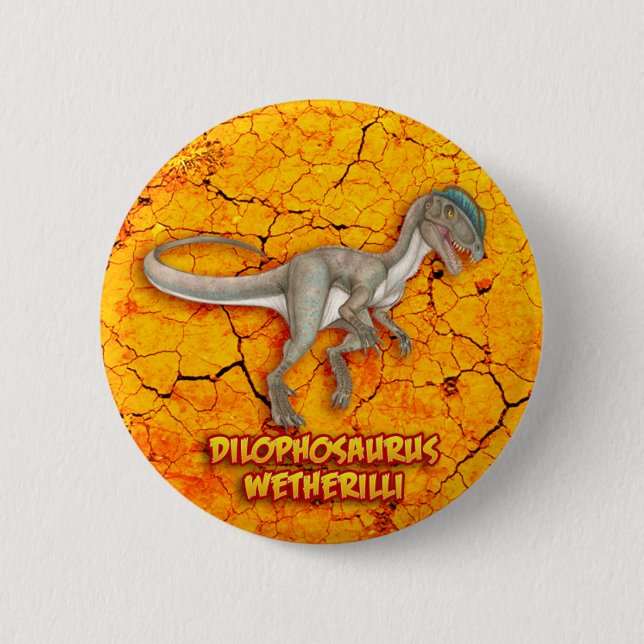 Dilophosaurus 6 Cm Round Badge (Front)