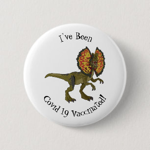 Dilophosaurus cartoon illustration 6 cm round badge