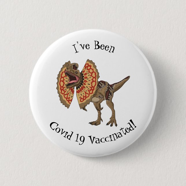 Dilophosaurus cartoon illustration 6 cm round badge (Front)