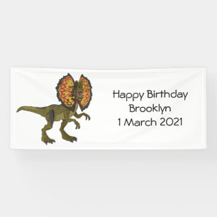 Dilophosaurus cartoon illustration banner