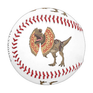 Dilophosaurus cartoon illustration baseball