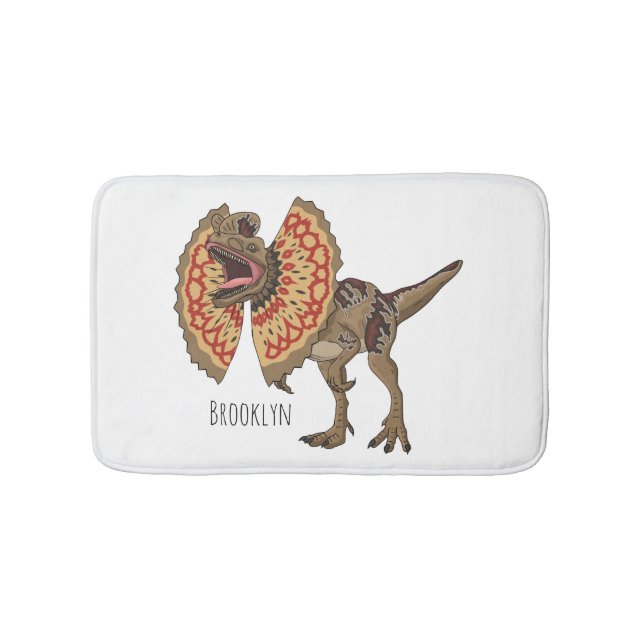Dilophosaurus cartoon illustration bath mat (Front)