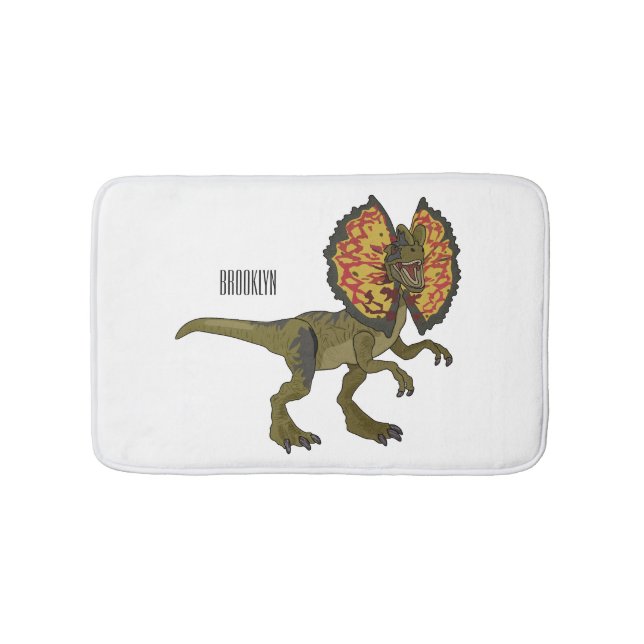 Dilophosaurus cartoon illustration bath mat (Front)