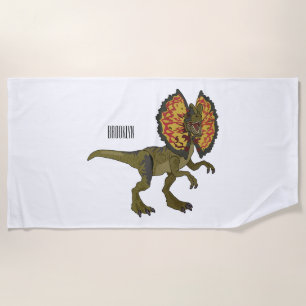 Dilophosaurus cartoon illustration beach towel