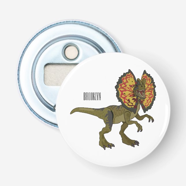 Dilophosaurus cartoon illustration bottle opener (Front)