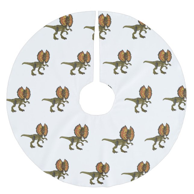 Dilophosaurus cartoon illustration brushed polyester tree skirt (Front)