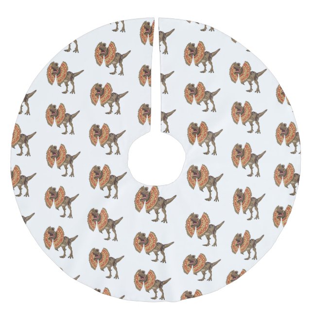 Dilophosaurus cartoon illustration brushed polyester tree skirt (Front)