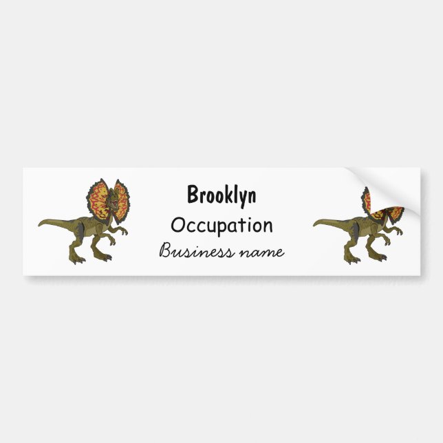 Dilophosaurus cartoon illustration bumper sticker (Front)