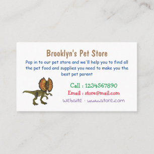 Dilophosaurus cartoon illustration business card