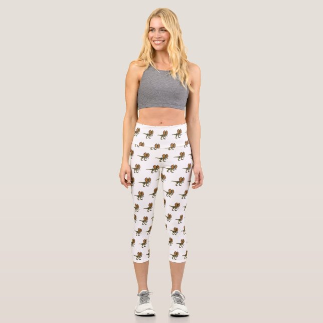 Dilophosaurus cartoon illustration capri leggings (Front)