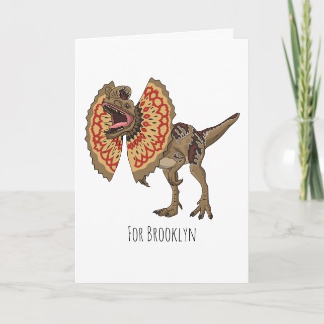 Dilophosaurus cartoon illustration  card (Front)