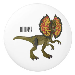 Dilophosaurus cartoon illustration ceramic knob