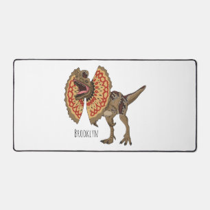 Dilophosaurus cartoon illustration desk mat