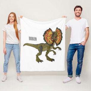 Dilophosaurus cartoon illustration fleece blanket
