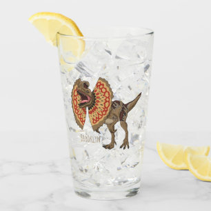 Dilophosaurus cartoon illustration glass