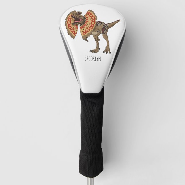 Dilophosaurus cartoon illustration golf head cover (Front)