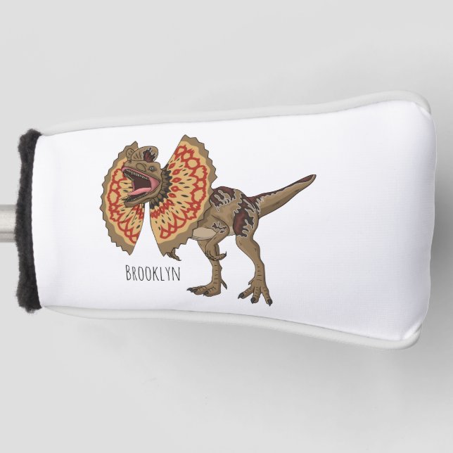 Dilophosaurus cartoon illustration  golf head cover (Front)