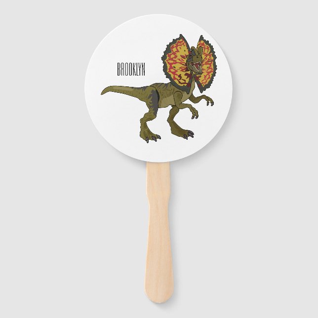 Dilophosaurus cartoon illustration hand fan (Front)