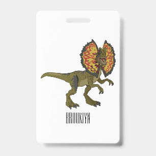 Dilophosaurus cartoon illustration ID badge