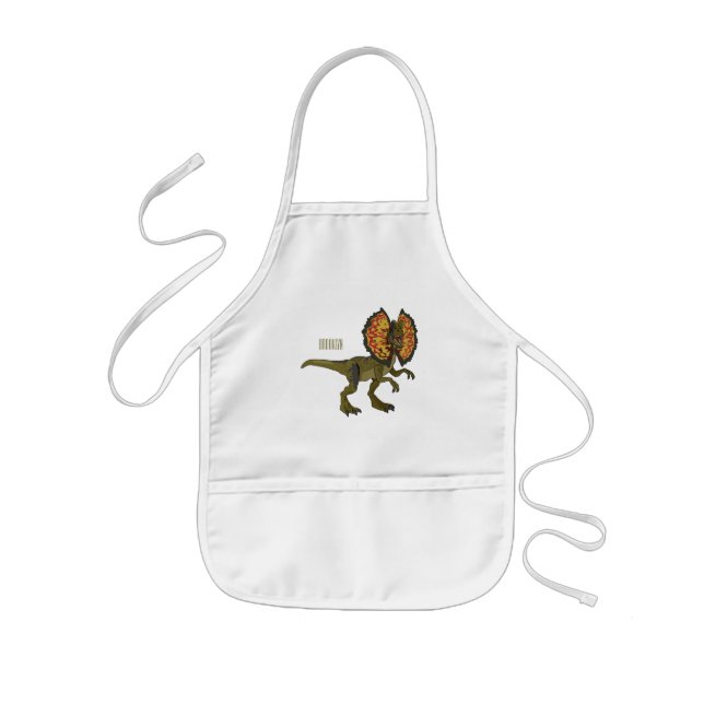 Dilophosaurus cartoon illustration kids apron (Front)