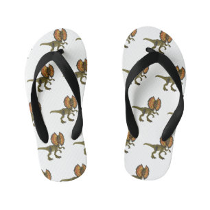 Dilophosaurus cartoon illustration kid's flip flops
