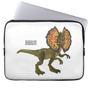 Dilophosaurus cartoon illustration laptop sleeve