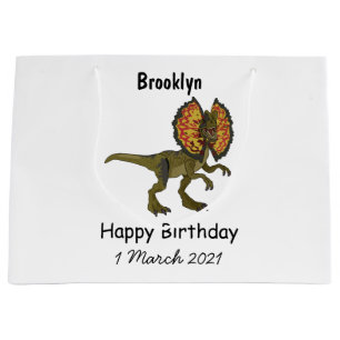 Dilophosaurus cartoon illustration large gift bag