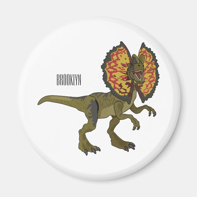 Dilophosaurus cartoon illustration magnet (Front)