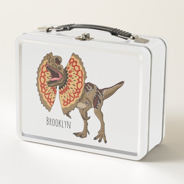 Dilophosaurus cartoon illustration metal lunch box (Front)