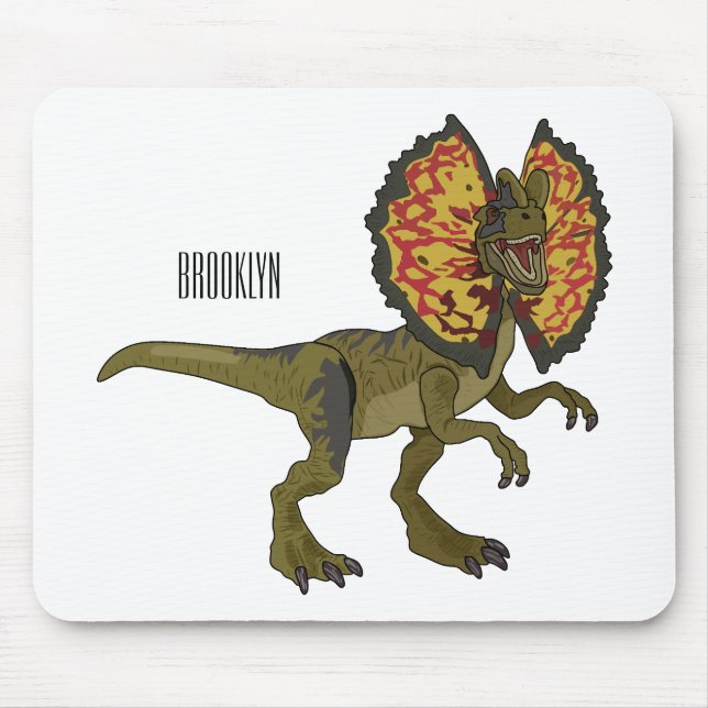 Dilophosaurus cartoon illustration mouse mat (Front)