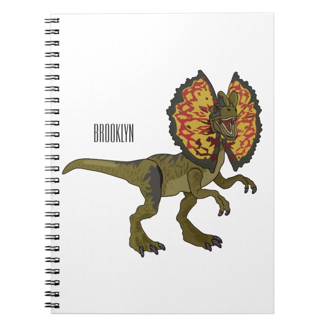 Dilophosaurus cartoon illustration notebook (Front)