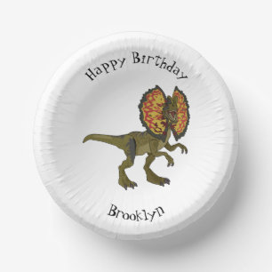 Dilophosaurus cartoon illustration paper plate