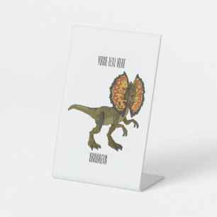 Dilophosaurus cartoon illustration pedestal sign