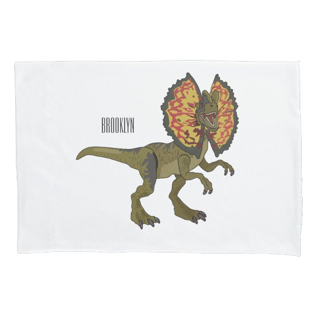 Dilophosaurus cartoon illustration pillowcase (Front)